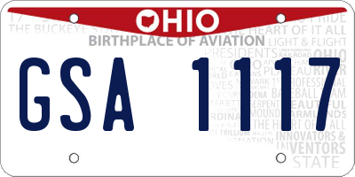 OH license plate GSA1117