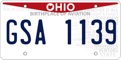 OH license plate GSA1139