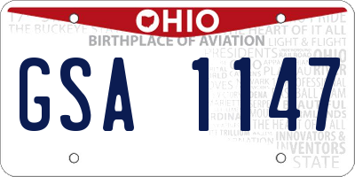OH license plate GSA1147