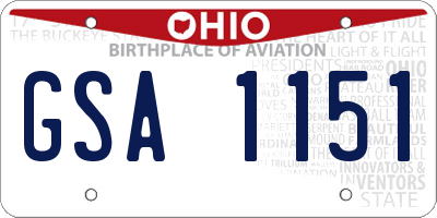 OH license plate GSA1151
