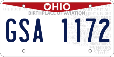 OH license plate GSA1172