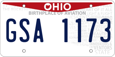 OH license plate GSA1173