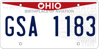 OH license plate GSA1183