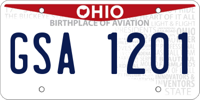 OH license plate GSA1201