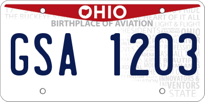 OH license plate GSA1203