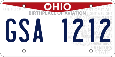 OH license plate GSA1212
