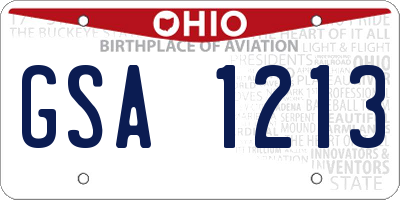 OH license plate GSA1213