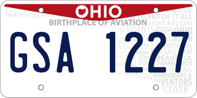 OH license plate GSA1227