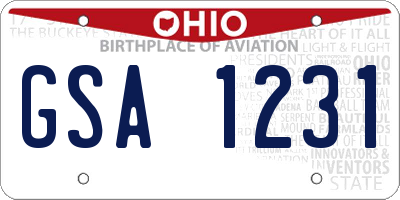 OH license plate GSA1231