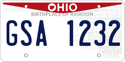 OH license plate GSA1232