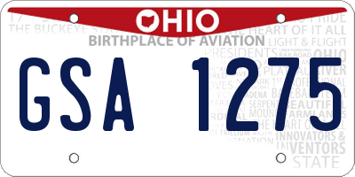 OH license plate GSA1275