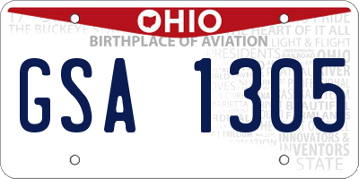 OH license plate GSA1305
