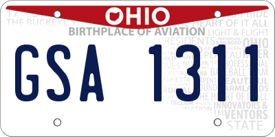 OH license plate GSA1311