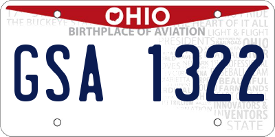 OH license plate GSA1322