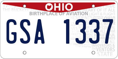 OH license plate GSA1337