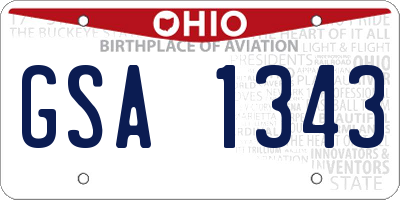OH license plate GSA1343