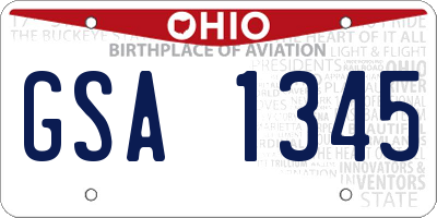 OH license plate GSA1345