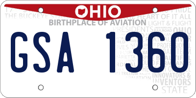 OH license plate GSA1360
