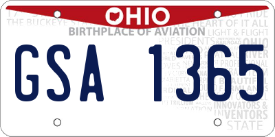 OH license plate GSA1365