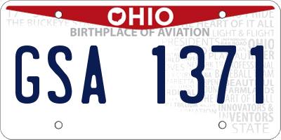 OH license plate GSA1371