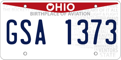OH license plate GSA1373