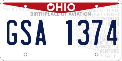 OH license plate GSA1374