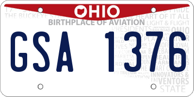OH license plate GSA1376