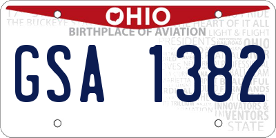 OH license plate GSA1382