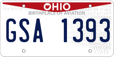 OH license plate GSA1393