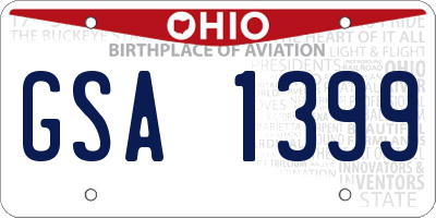 OH license plate GSA1399