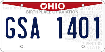 OH license plate GSA1401