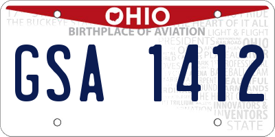 OH license plate GSA1412