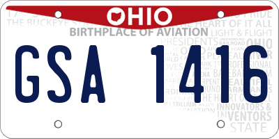 OH license plate GSA1416