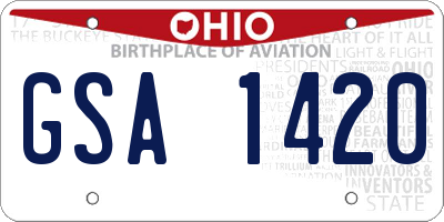 OH license plate GSA1420