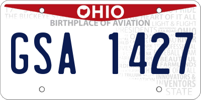 OH license plate GSA1427