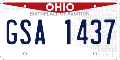 OH license plate GSA1437