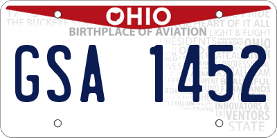 OH license plate GSA1452