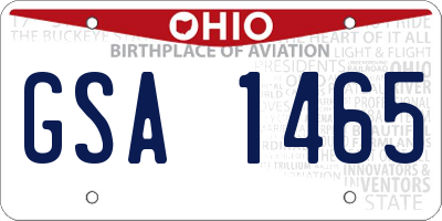 OH license plate GSA1465