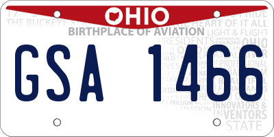 OH license plate GSA1466