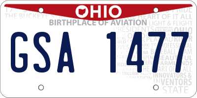 OH license plate GSA1477
