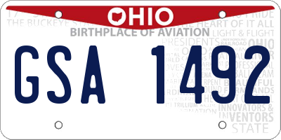 OH license plate GSA1492