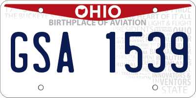 OH license plate GSA1539