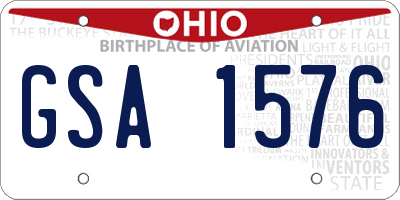 OH license plate GSA1576