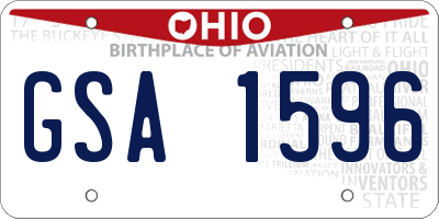 OH license plate GSA1596