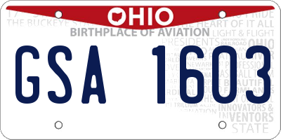 OH license plate GSA1603