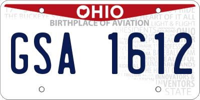 OH license plate GSA1612