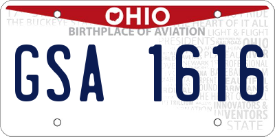 OH license plate GSA1616