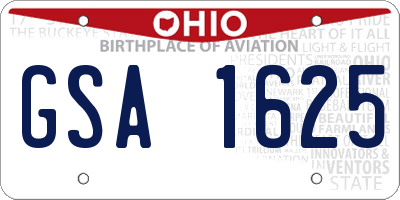 OH license plate GSA1625