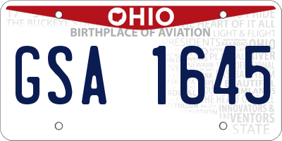 OH license plate GSA1645