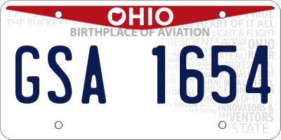 OH license plate GSA1654